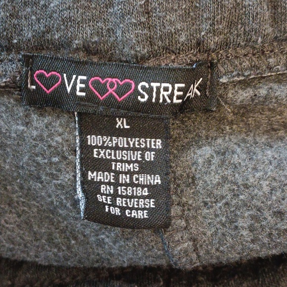 Love Streak Sweat Pants Gray with Butterfly Size XL sweatpants comfy - Picture 6 of 6